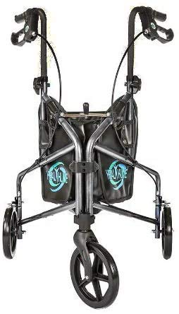 Aluminum Rollator Walker 3 Wheels - Foldable, Lightweight, Senior Walker with Basket Tray, Pouch, Brakes, Narrow for Small Spaces (BLACK) - Image 2