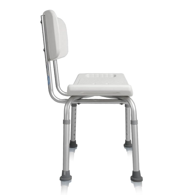 Bath Bench With Back Adjustable Leg Height, Plastic Bath Chair Height Adjustable Shower Chair with Back and Non-slip ADA Shower Seat, Medical Shower Bench Seat for Elderly Adults Disabled, White - Image 4