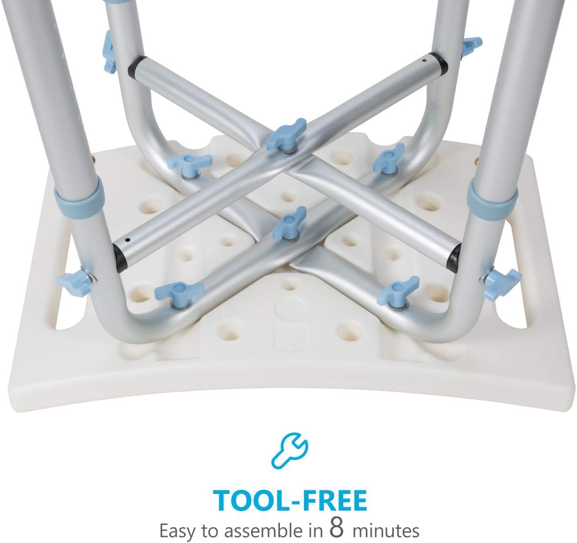 Bath Bench Without Back,500lbs Bath Bench Shower Tub Bench Without Back, Adjustable Shower Chair Non-Slip Bath Safety Seat, Bathtub Stool for Seniors Elderly Disabled, White (HL5109) - Image 3