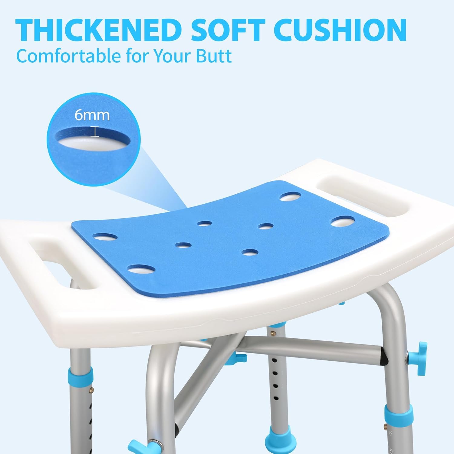 Bath Bench Without Back,500lbs Bath Bench Shower Tub Bench Without Back, Adjustable Shower Chair Non-Slip Bath Safety Seat, Bathtub Stool for Seniors Elderly Disabled, White (HL5109) - Image 4