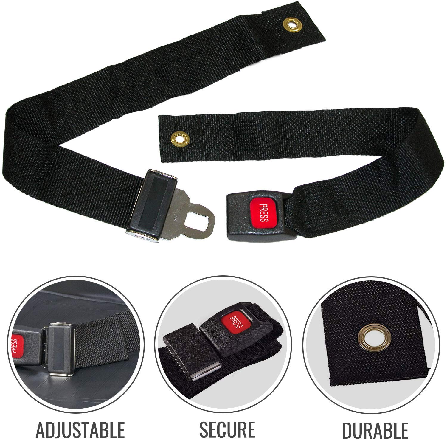 DMI Wheelchair Seat Belt and Safety Harness, Easy Install, 45 Inches long and 1.75 Inches Thick, Adjusts to 41 Inches, Black (Pack of 1) - Image 3