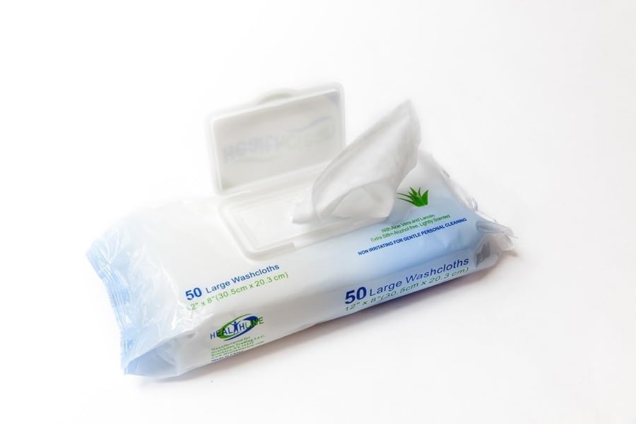 Healthclean Extra Large Disposable Adult Washcloths 8'' x 12'' – Premoistened Cleansing Wipes – Pack of 1 - Image 6
