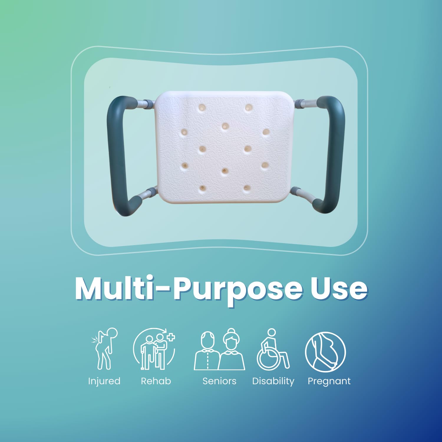 HEALTHLINE Adjustable Shower Bench with Arms – Lightweight Bath Seat with Padded Handles, Height 15"–20", White Plastic Seat with Drainage Holes, for Balance Assistance in Shower/Tub, 300 lb Capacity - Image 8