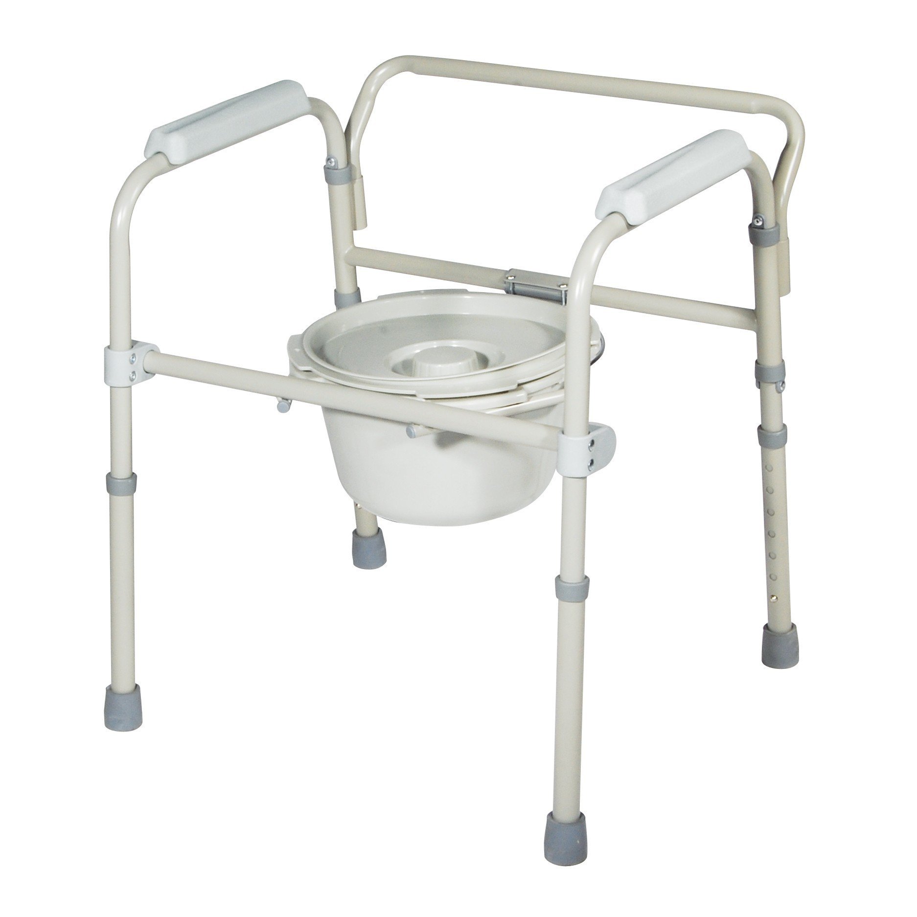 HEALTHLINE Bedside Commode for Seniors - Folding Commode Chair for Toilet with Arms - 3 in 1 Commode Chair Over Toilet Seat with Lid, Splash Guard & Arms - Image 4