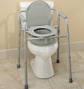HEALTHLINE Bedside Commode for Seniors - Folding Commode Chair for Toilet with Arms - 3 in 1 Commode Chair Over Toilet Seat with Lid, Splash Guard & Arms - Image 6