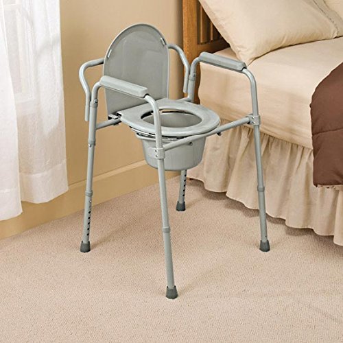 HEALTHLINE Bedside Commode for Seniors - Folding Commode Chair for Toilet with Arms - 3 in 1 Commode Chair Over Toilet Seat with Lid, Splash Guard & Arms - Image 9