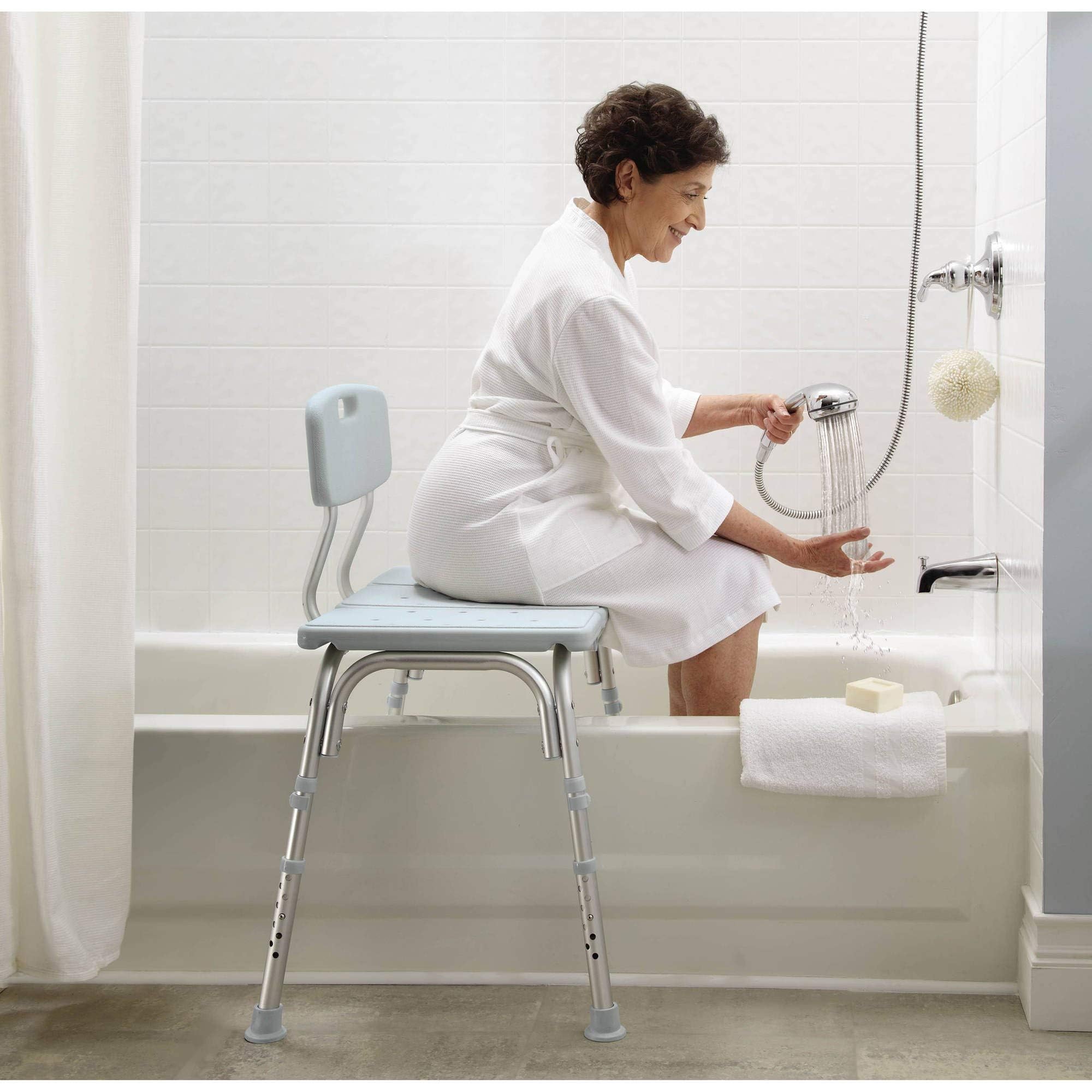 HEALTHLINE Heavy Duty Bariatric Tub Transfer Bench 400 lbs, Adjustable Tub Transfer Bench Medical Bath Shower Bench with Back and Non-Slip Seat, Gray - Image 5