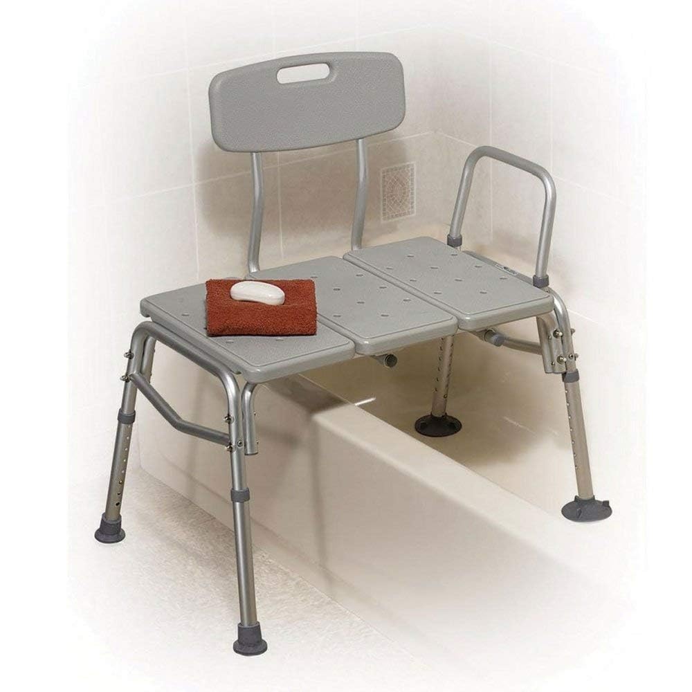HEALTHLINE Heavy Duty Bariatric Tub Transfer Bench 400 lbs, Adjustable Tub Transfer Bench Medical Bath Shower Bench with Back and Non-Slip Seat, Gray - Image 6