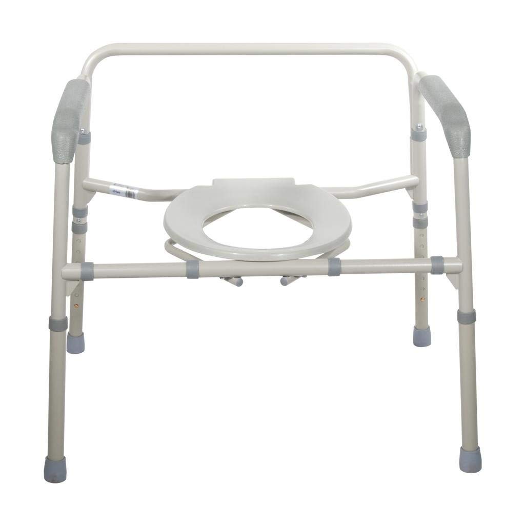 HEALTHLINE Heavy Duty Commode Bariatric, Medical Bedside Folding Bariatric Commode Chair Toilet for Elderly Seniors Disabled, Wide, 650 lbs, Gray - Image 4