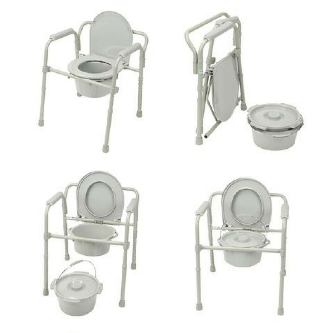 HEALTHLINE Heavy Duty Commode Bariatric, Medical Bedside Folding Bariatric Commode Chair Toilet for Elderly Seniors Disabled, Wide, 650 lbs, Gray - Image 5