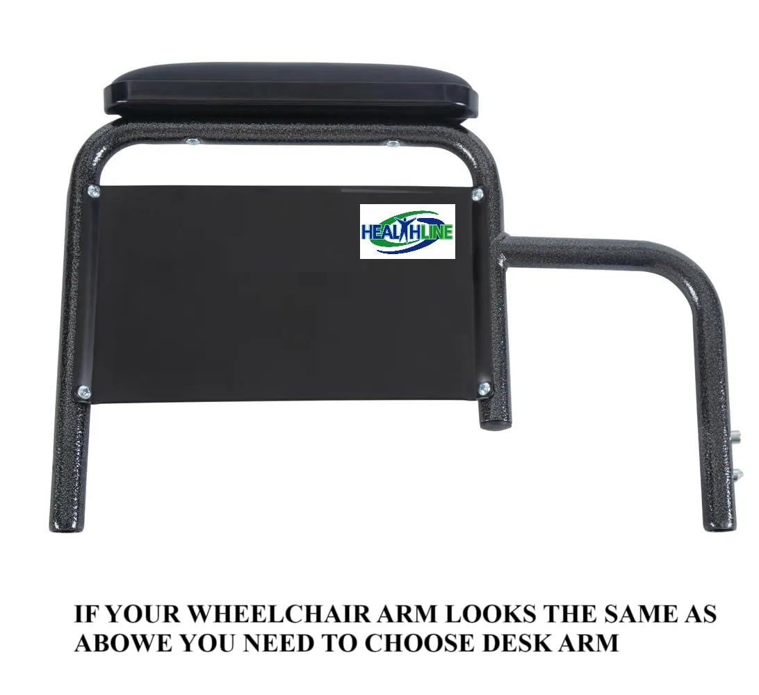 Healthline Padded Armrest For Wheelchairs Vinyl Pair, Universal Arm Pads Replacement 10" DESK ARM, Black - Image 3