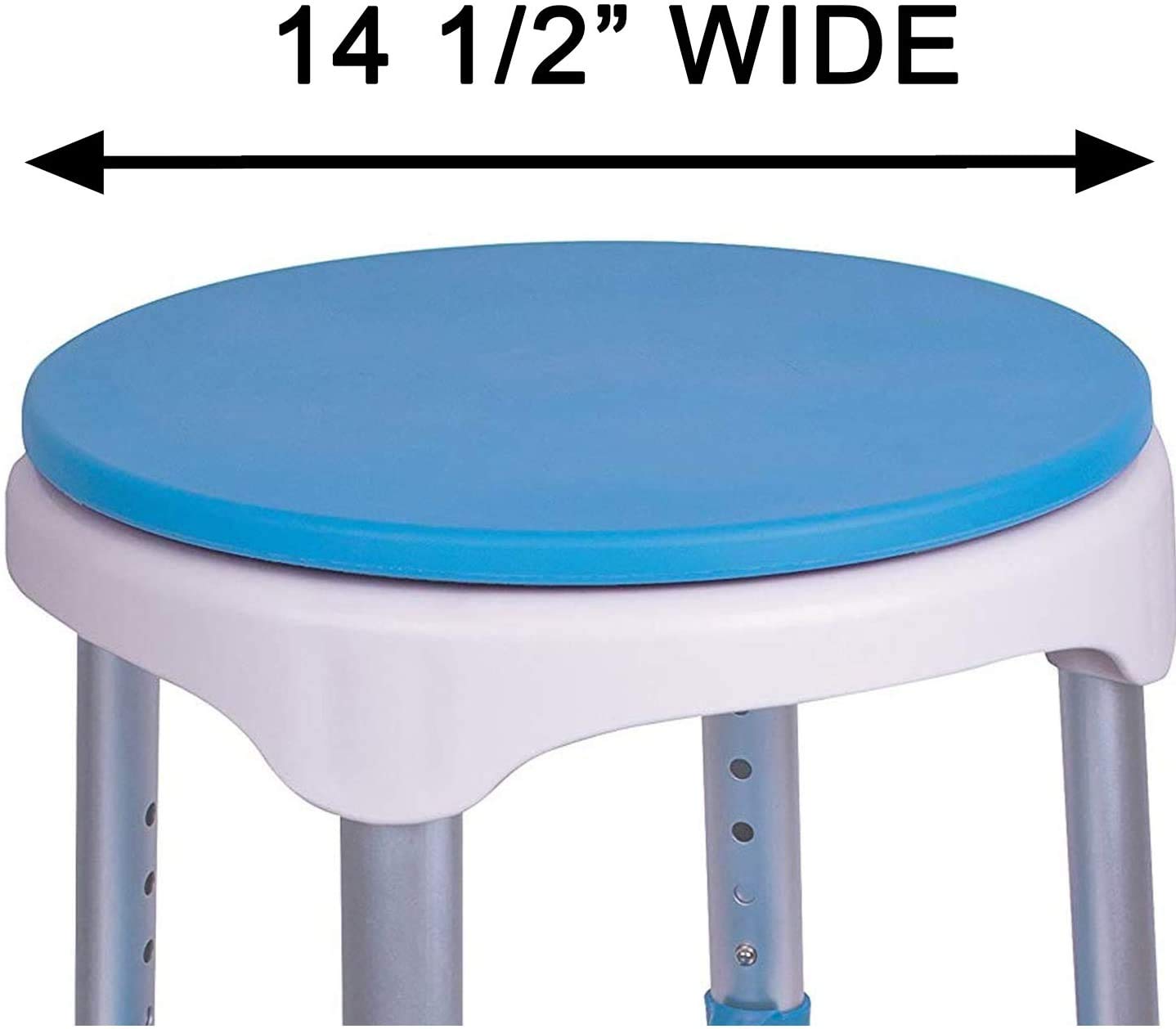 Healthline Round Bath Stool Shower Chair, Compact Shower Stool and Bench 350 Lbs - Small Bathtub Stool Chair for Shower, Non-Slip Seat, 360 Degree Rotating Padded Seat, Adjustable Height - Image 8