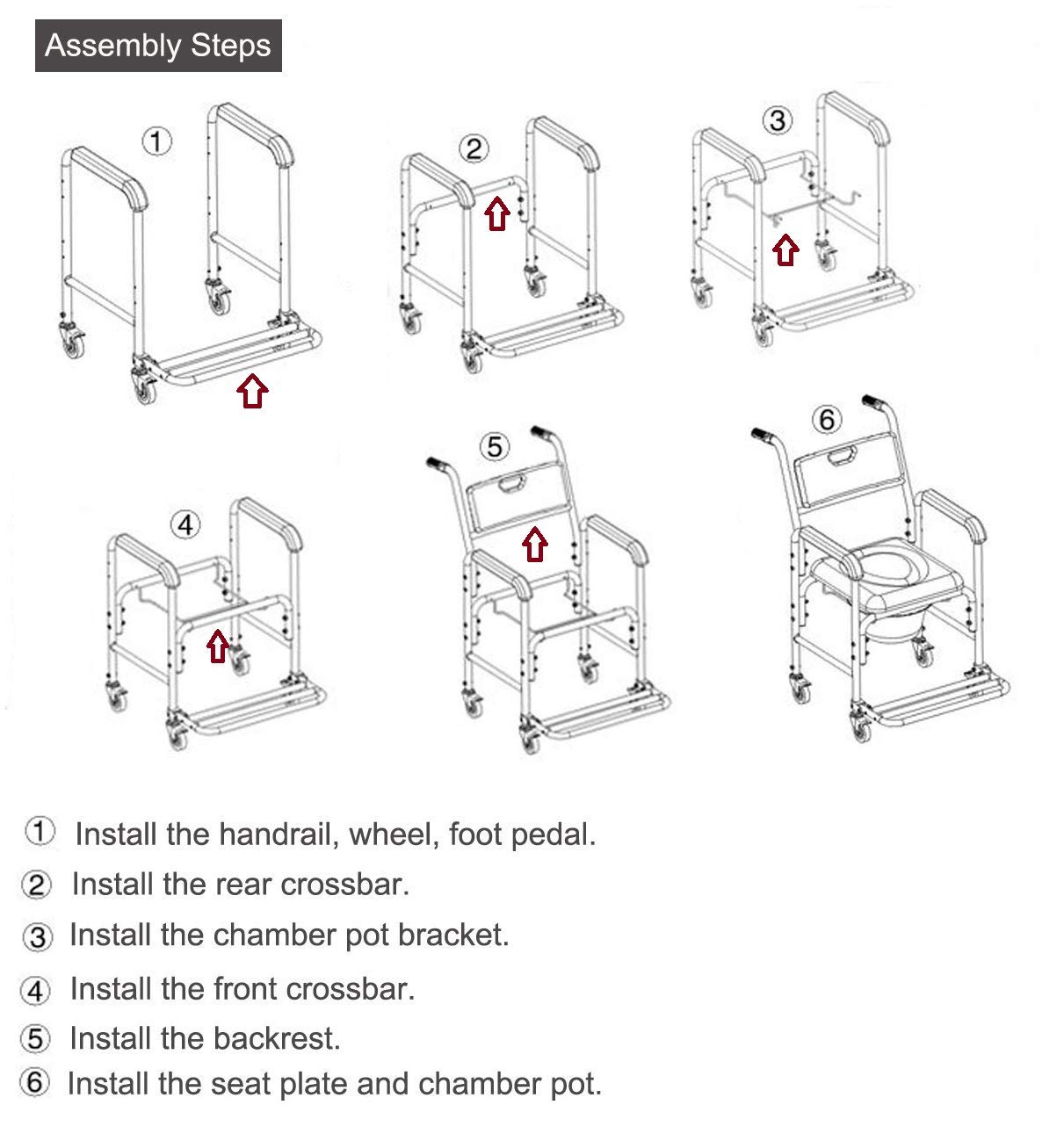 HEALTHLINE Shower Bedside Commode Chair Padded Seat With Wheels by Healthline, Medical Commode Toilet Rolling Shower Chair With Casters (4 Wheels Brakes), Commode Padded Backrest and Seat - Image 3
