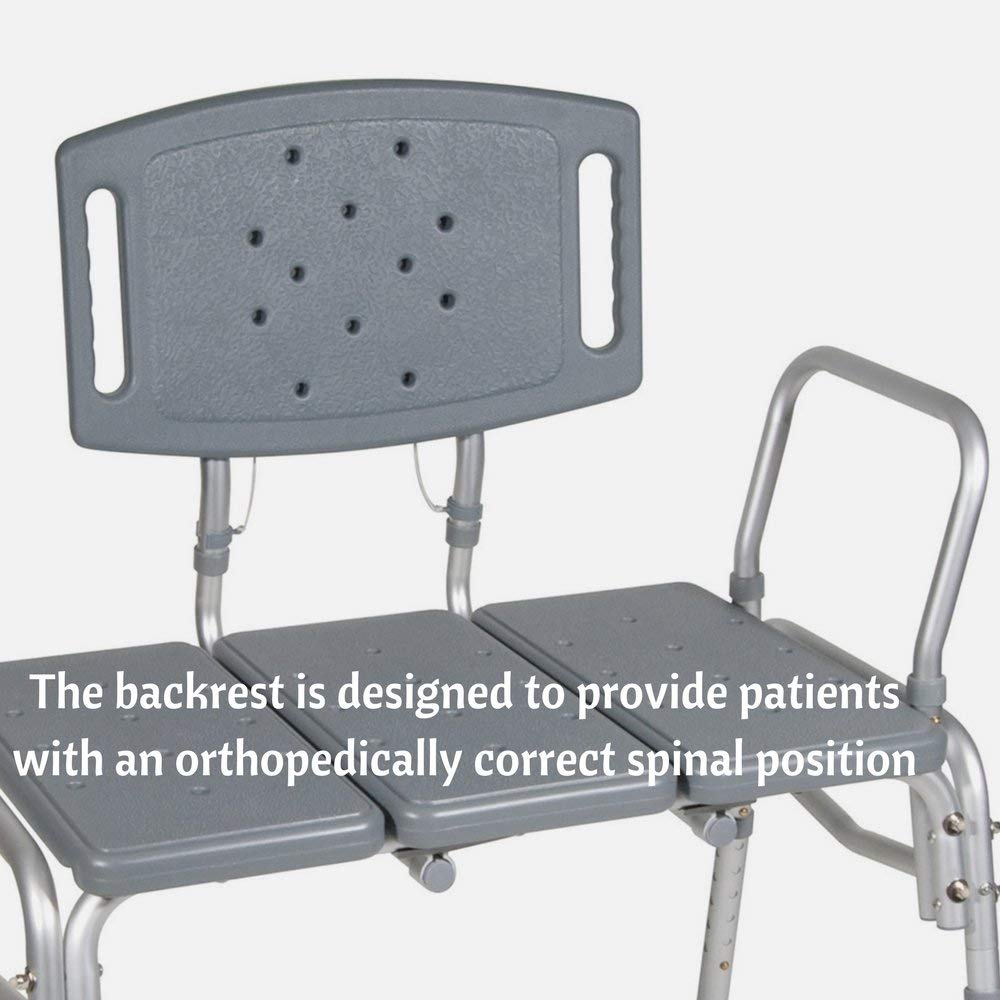HEALTHLINE Transfer Bench Adjustable Height 500 Lbs, Heavy Duty Bariatric Tub Transfer Bench with Back, Non-Slip Seat, Bath Shower Bench Chair for Bathroom for Elderly Disabled - Image 5
