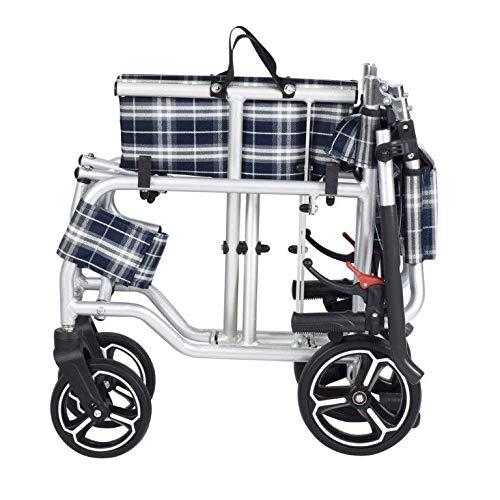 HEALTHLINE Transport Wheelchair Lightweight Foldable Aluminum 19" W/Flip up Legrest and Carrying Bag (only 18 lbs) - Image 3