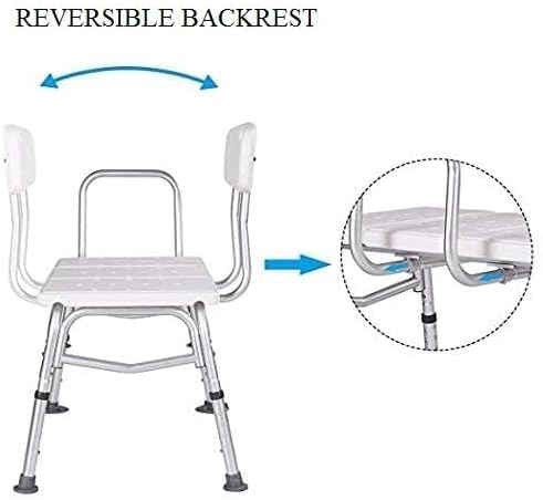 HEALTHLINE Tub Transfer Bench, Lightweight Medical Bath and Shower Chair with Back, Non-Slip Seat, Transfer Bench for Elderly and Disabled, Medical Bath Shower Chair, Adjustable Height, White - Image 3