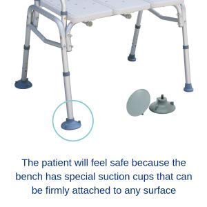 HEALTHLINE Tub Transfer Bench, Lightweight Medical Bath and Shower Chair with Back, Non-Slip Seat, Transfer Bench for Elderly and Disabled, Medical Bath Shower Chair, Adjustable Height, White - Image 5
