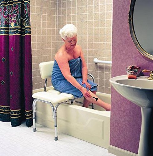 HEALTHLINE Tub Transfer Bench, Lightweight Medical Bath and Shower Chair with Back, Non-Slip Seat, Transfer Bench for Elderly and Disabled, Medical Bath Shower Chair, Adjustable Height, White - Image 6