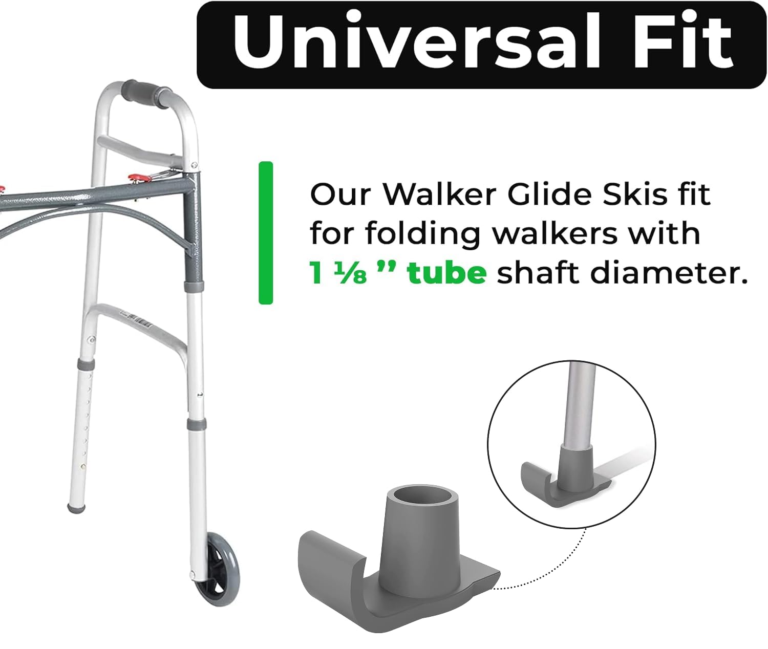 Healthline Walker Skis Glides for Folding Walkers, Walker Glides for Seniors, Essentials Walker Accessories Mobility Aid Accessory for Seniors (1) - Image 3
