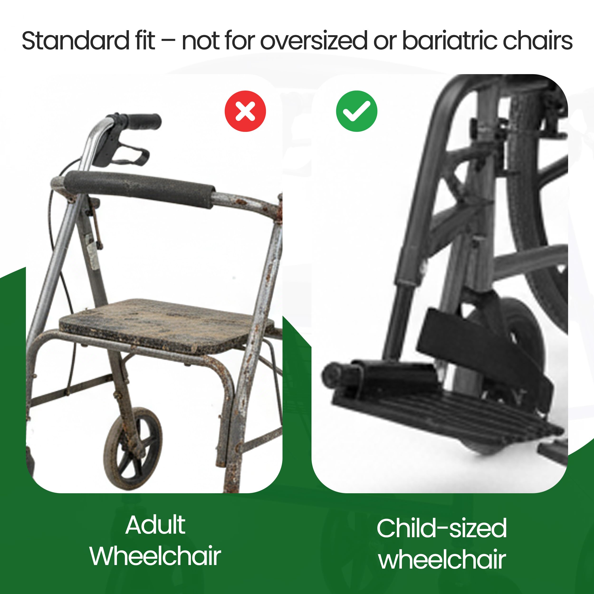 Healthline Wheelchair Swingaway Legrest Footplates with Heel Loops – Pair (Black) – Fits Select Standard Wheelchairs – Adjustable Length 16.5"–20.5" – Check Compatibility Before Ordering - Image 5
