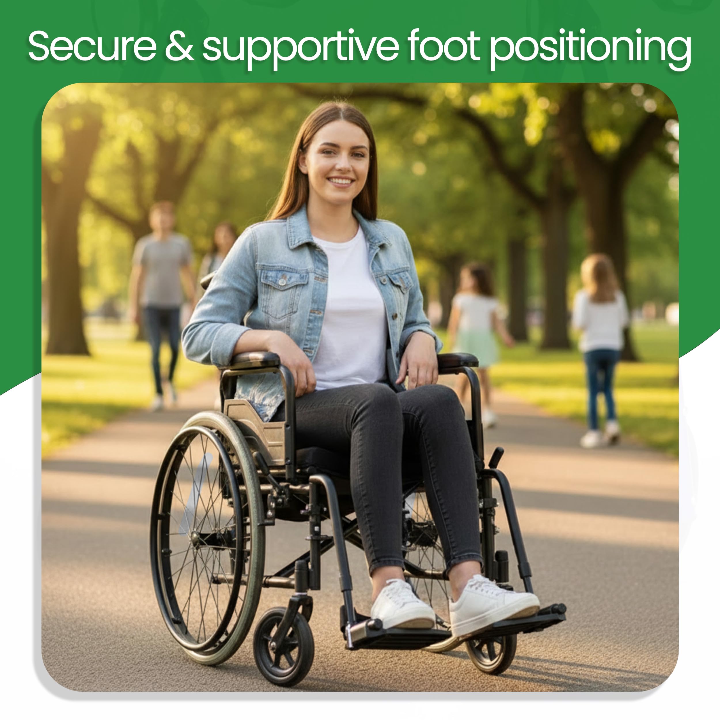 Healthline Wheelchair Swingaway Legrest Footplates with Heel Loops – Pair (Black) – Fits Select Standard Wheelchairs – Adjustable Length 16.5"–20.5" – Check Compatibility Before Ordering - Image 6