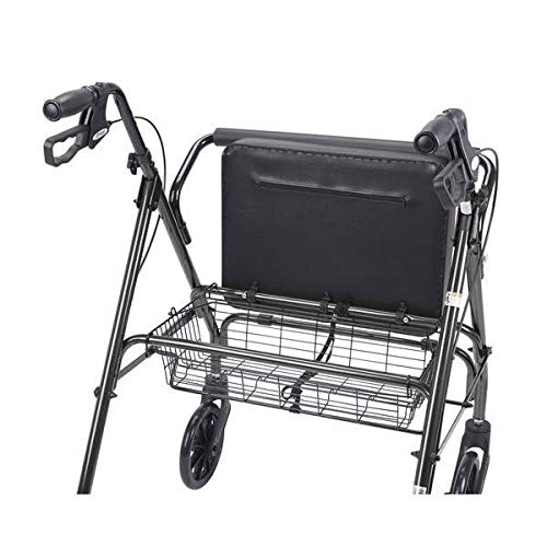 Heavy Duty Medical Bariatric Heavy Duty Rollator Walker with Seat and 4 Wheels,with Large Seat for Seniors, 8 Inch Wheels 400LB,Basket and Brakes, By Healthline Trading (Black) - Image 3