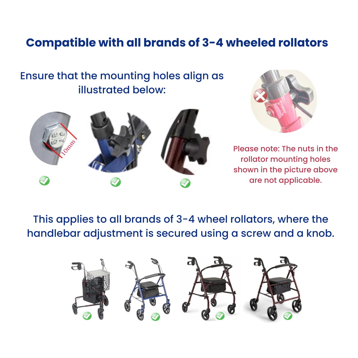 ROLLATOR 2 Plastic KNOB 2 Screw for ARMS hl420 - Image 4