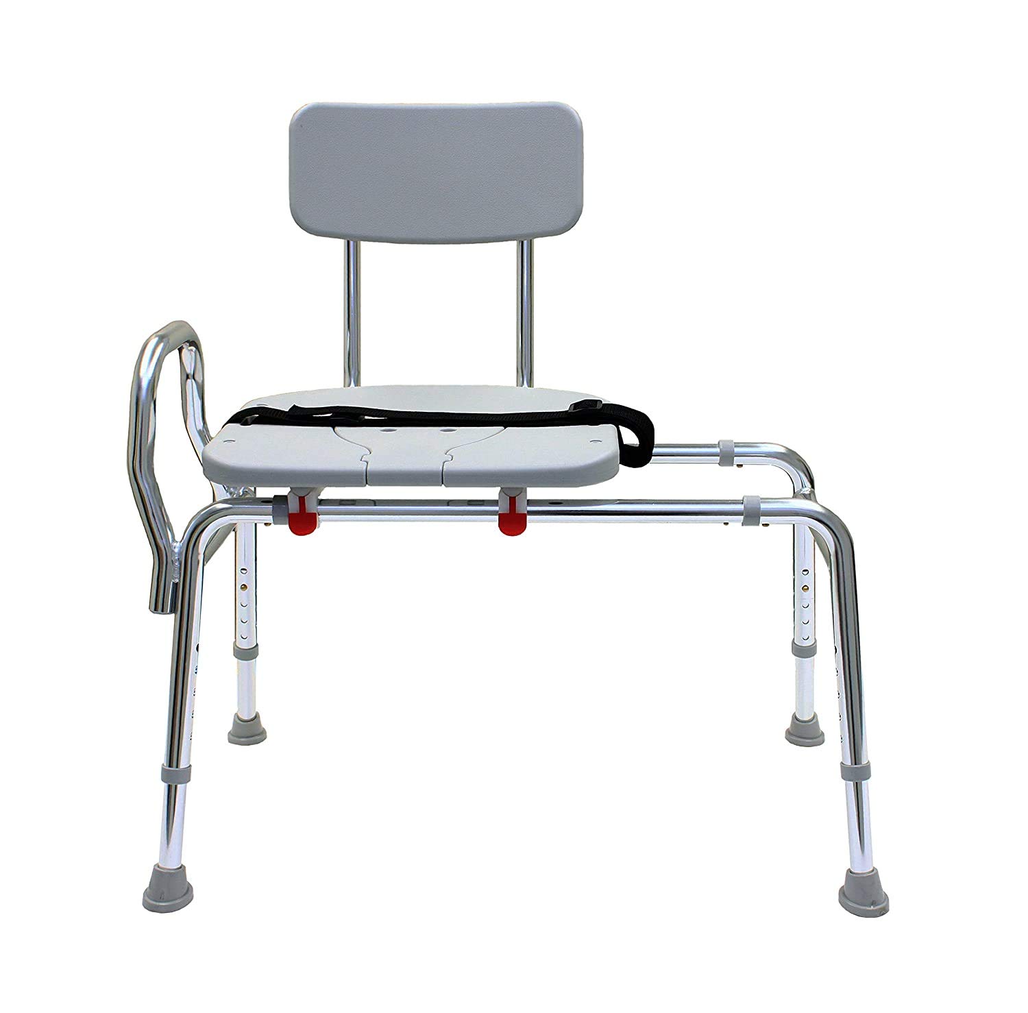 Transfer Bench Sliding with Cut Out Adjustable Height Legs,Include Seat Belt Lightweight Plastic Benches for Bath Tub and Shower with Back Non-Slip Seat