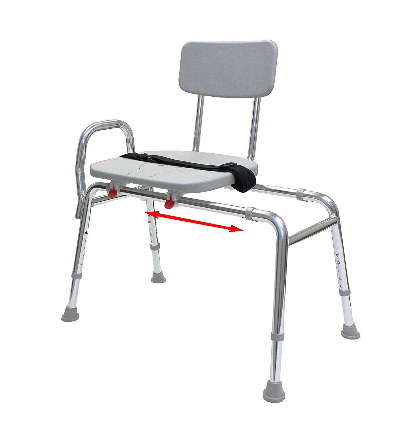 Transfer Bench Sliding with Cut Out Adjustable Height Legs,Include Seat Belt Lightweight Plastic Benches for Bath Tub and Shower with Back Non-Slip Seat - Image 4