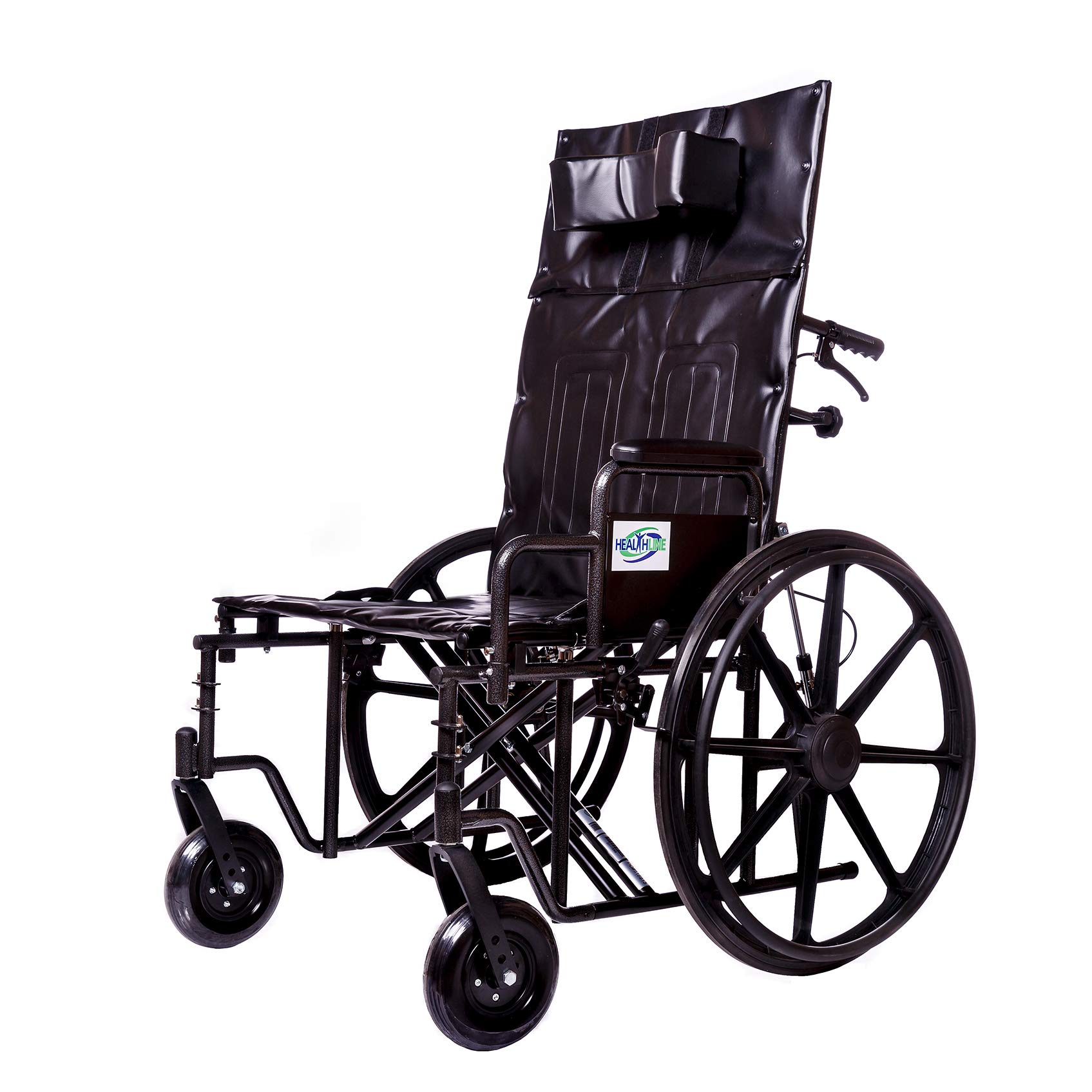 Wheelchair Reclining Back Heavy Duty Bariatric Desk Arm Padded Detachable with Cushioned Head Immobilizer and ELR (450lb) (24" seat) - Image 7